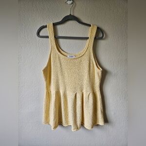 Yellow Knit Peplum Tank Top